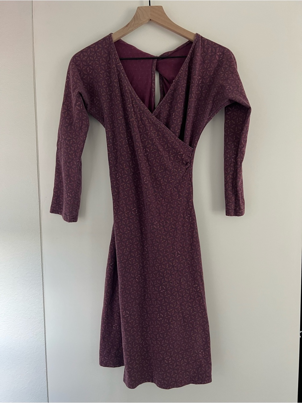 Patagonia Bay Laurel Wrap Dress | Purple | Patterned V Neck Dress | Small